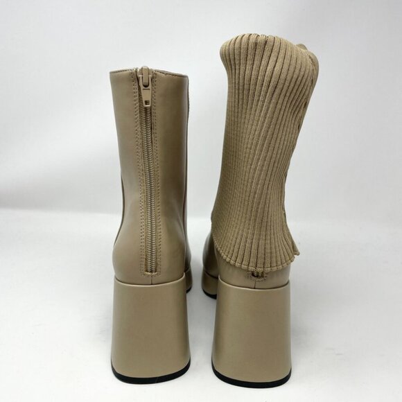 Charles & Keith Evie Knitted-Sock Ankle Boots Taupe Beige Size 8 - Picture 10 of 15